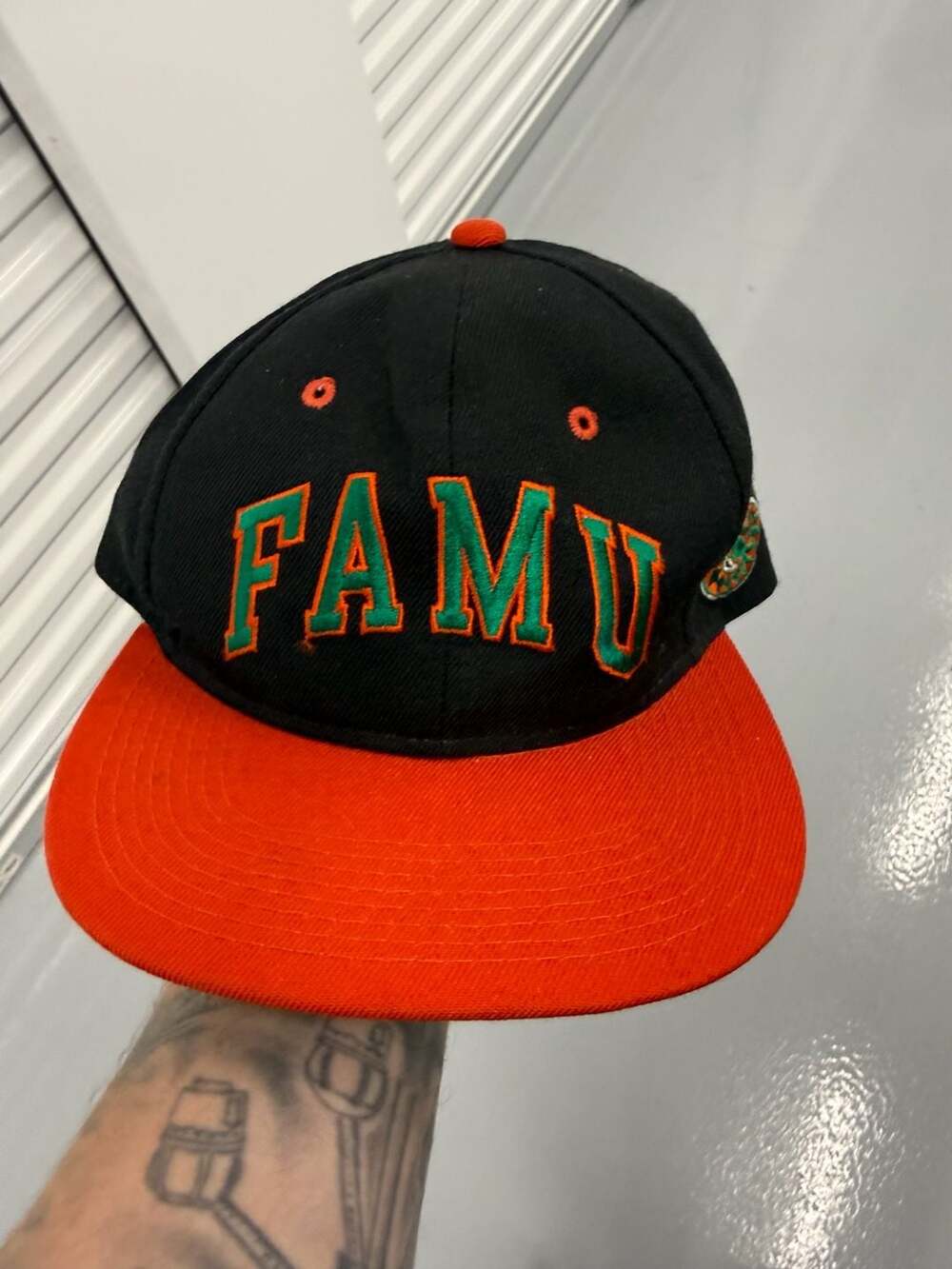 Cardinal Cap FAMU Rattlers Snapback Hat Black Orange Green